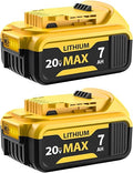 FEOTDN 2 Pack 7.0Ah Battery Replacement for Dewalt 20V Max Battery Lithium-ion Batteries Compatible with Dewalt 20V Series Cordless Power Tools