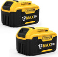 FEOTDN Lot de 2 batteries de remplacement 20 V 12 Ah pour Dewalt 20 V Max, compatibles avec les outils électriques sans fil Dewalt 20 V avec indicateur LED