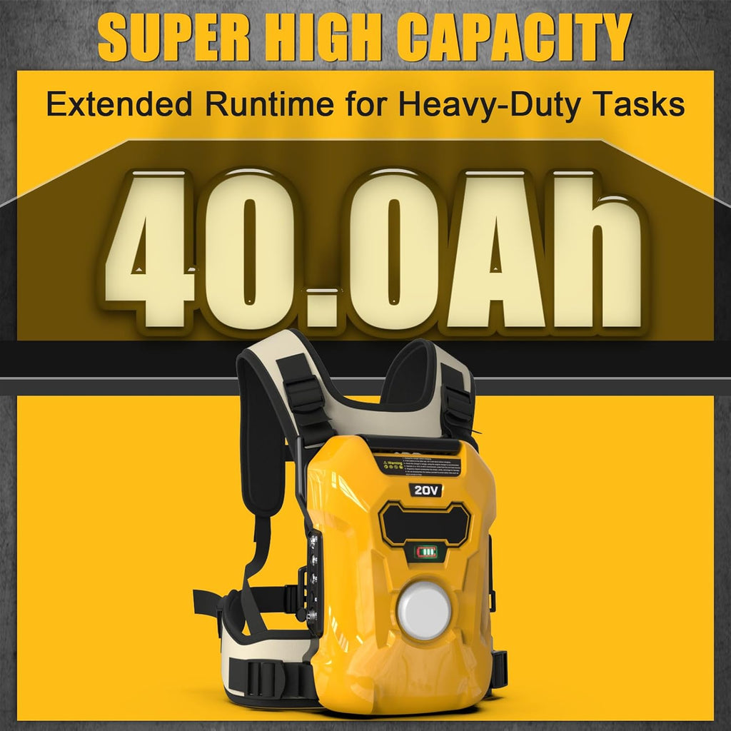 20V MAX Portable Backpack Battery, Power Bank, 40,000 mAh Li-Ion Battery Pack with Adapter Cable and Type-C Port (Tools not Included)
