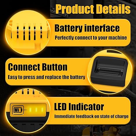 Anstataŭaĵo por Dewalt 20V Max Baterio: 8.0Ah Litiaj Baterioj Kongruaj kun Dewalt Baterio DCB208 DCB200 DCB206 DCB204 DCB203 Sendrataj Elektraj Iloj (4 Pakaĵoj)